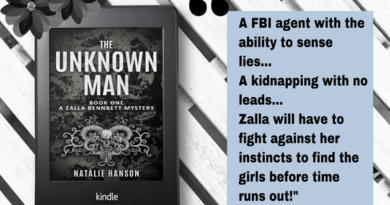 The Unknown Man by Natalie Hanson Book Review, Book 1 in Zalla Bennbett Mystery series on Njkinny's Blog.
