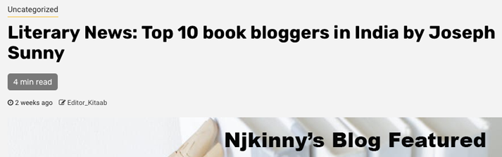 Njkinny's Blog is featured among Top 10 Book Bloggers in India